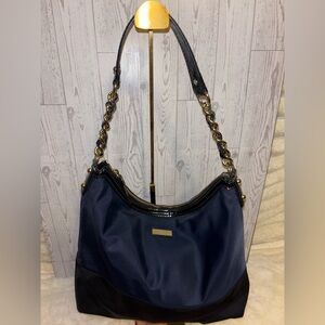 Kate Spade Navy and Black Hobo Bag with Gold Accents